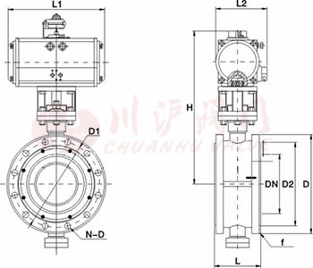 氣動三偏心蝶閥結(jié)構(gòu)圖