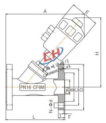 P2氣動(dòng)法蘭角座閥結(jié)構(gòu)圖