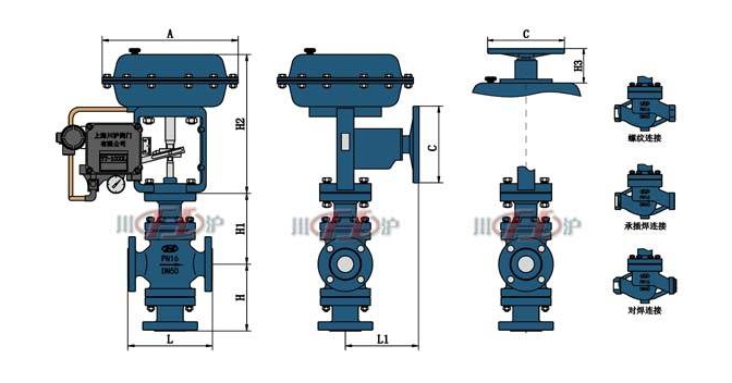 氣動三通調節(jié)閥 結構圖