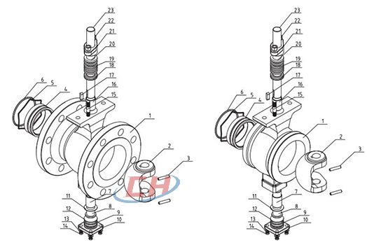 對夾式V型球閥結(jié)構(gòu)圖